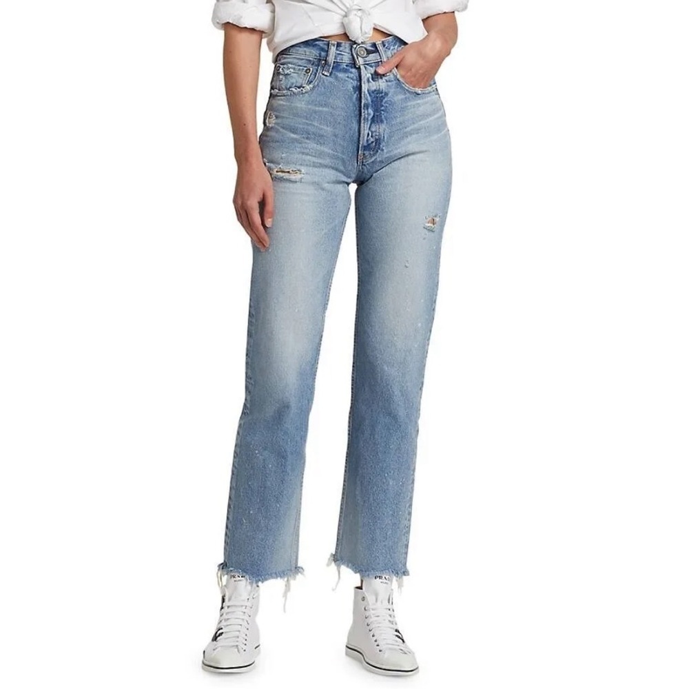 MOUSSY Lomita High Waist Wide Leg Nonstretch Crop Jean 24